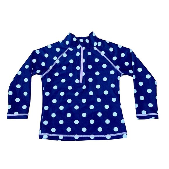 SEED HERITAGE Polka Dot Rash Guard Girls 3 3T Girl Rashie Swim Top Blue Spots - Picture 1 of 6